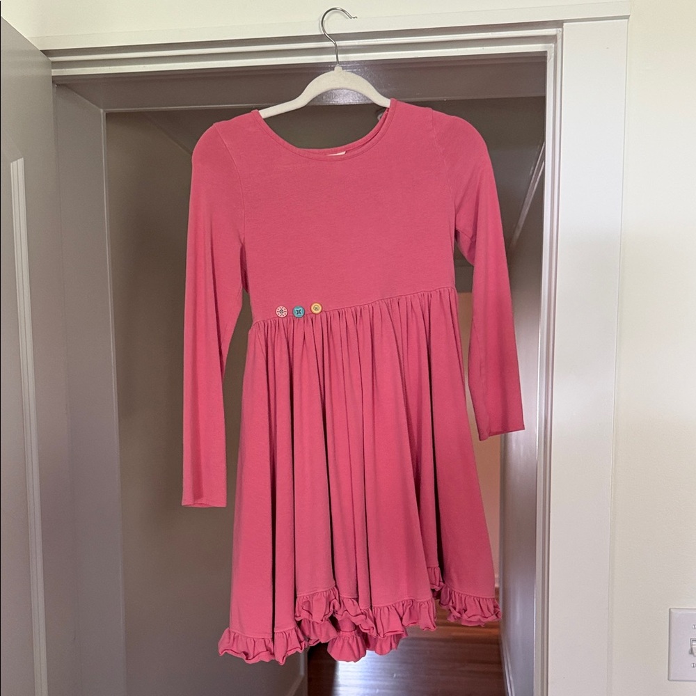 Matilda Jane Coral Pink Long Sleeve Ruffle Hem Dress